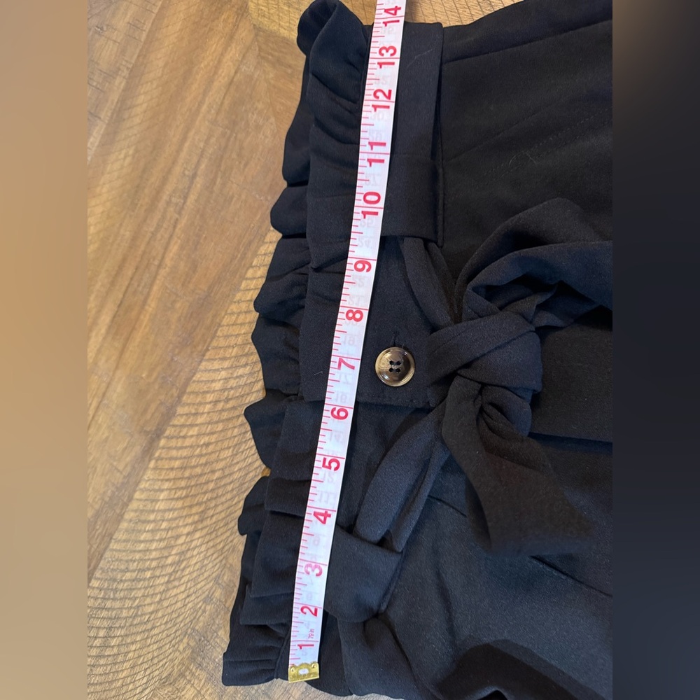 SHEIN Black Ankle Paper Bag Pants with Pockets Featuring Belt With Bow Detail - Picture 9 of 10